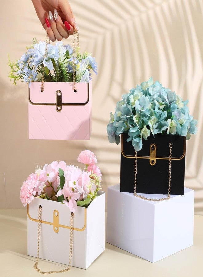 AojSup 18 Pack Flower Paper Gift Bags with Chain, Flower Bouquet Bags Handbag Florist Wrap Box for Wedding Party Valentine's Day Birthday Mother's Day Bridal Shower Wrap Bag, 5.9" x 3.9" x 4.3" - Image 5